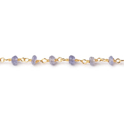 3mm Iolite faceted rondelle Gold Chain by the foot 36 pieces (ONLINE ORDER ONLY)