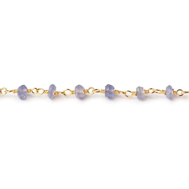 3mm Iolite faceted rondelle Gold Chain by the foot 36 pieces (ONLINE ORDER ONLY)