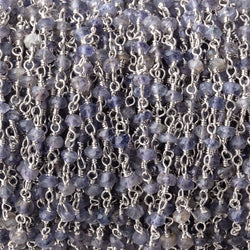 3mm Iolite faceted rondelle Silver Chain by the foot 36 pieces (ONLINE ORDER ONLY)
