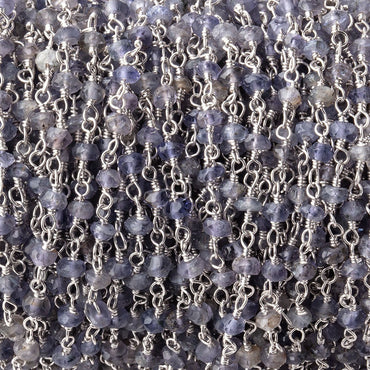3mm Iolite faceted rondelle Silver Chain by the foot 36 pieces (ONLINE ORDER ONLY)