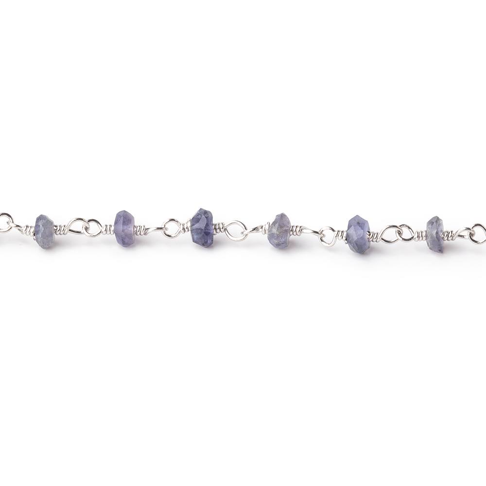 3mm Iolite faceted rondelle Silver Chain by the foot 36 pieces (ONLINE ORDER ONLY)
