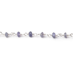 3mm Iolite faceted rondelle Silver Chain by the foot 36 pieces (ONLINE ORDER ONLY)