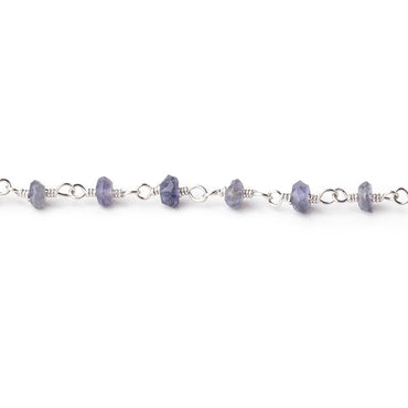 3mm Iolite faceted rondelle Silver Chain by the foot 36 pieces (ONLINE ORDER ONLY)