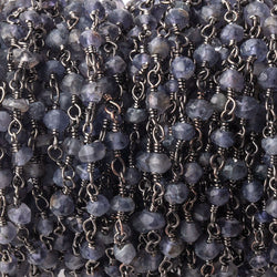 3mm Iolite faceted rondelle Black Gold Chain by the foot 39 pieces (ONLINE ORDER ONLY)