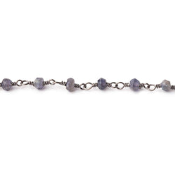 3mm Iolite faceted rondelle Black Gold Chain by the foot 39 pieces (ONLINE ORDER ONLY)