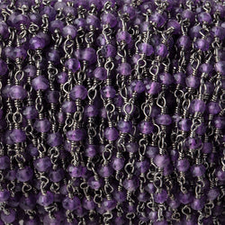 3mm Amethyst faceted rondelle Black Gold Chain by the foot 36 pieces (ONLINE ORDER ONLY)