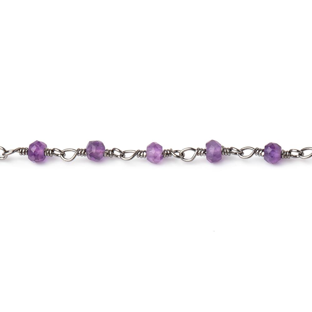 3mm Amethyst faceted rondelle Black Gold Chain by the foot 36 pieces (ONLINE ORDER ONLY)