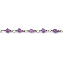 3mm Amethyst faceted rondelle Black Gold Chain by the foot 36 pieces (ONLINE ORDER ONLY)