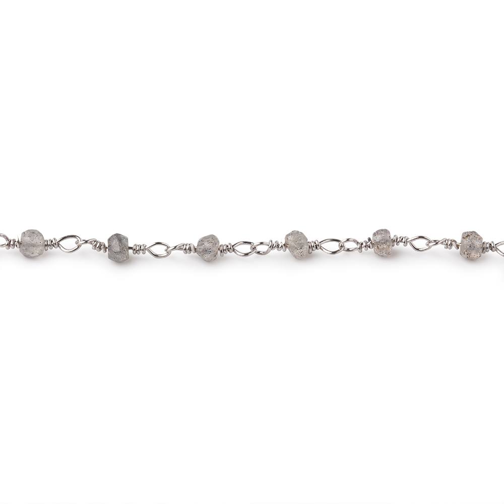 3mm Labradorite faceted rondelle Silver Plated Chain (ONLINE ORDER ONLY)