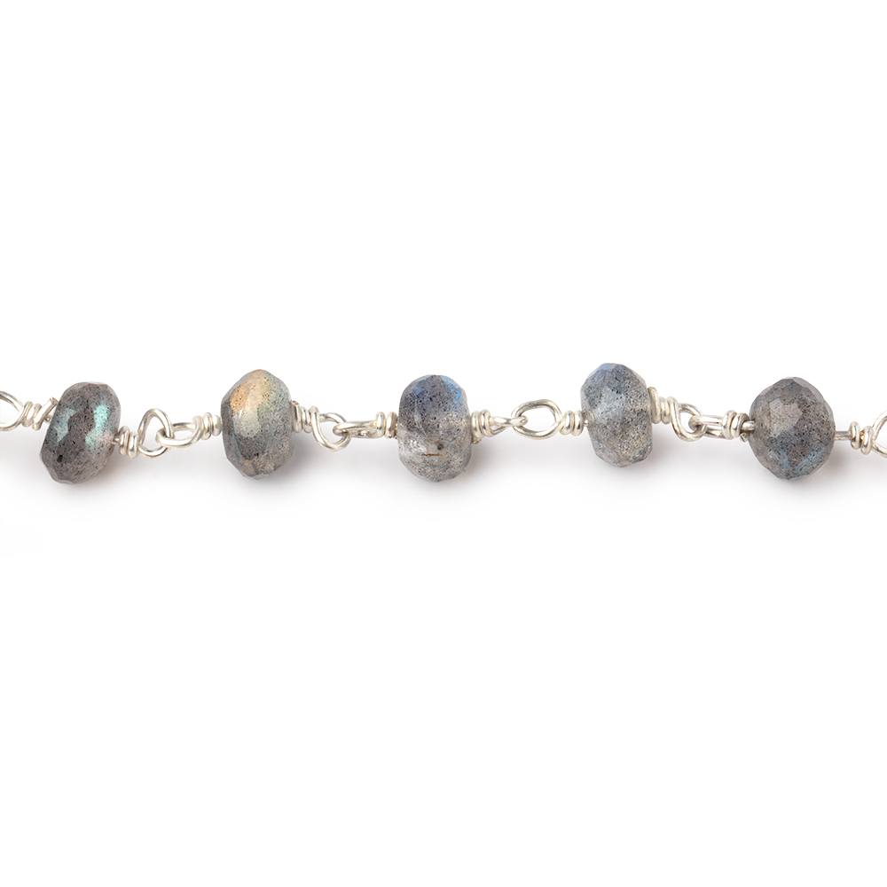 6mm Labradorite faceted rondelle beads on .925 Sterling Silver Chain (ONLINE ORDER ONLY)