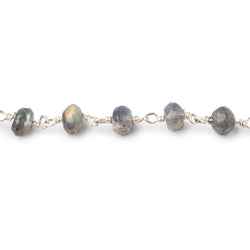 6mm Labradorite faceted rondelle beads on .925 Sterling Silver Chain (ONLINE ORDER ONLY)