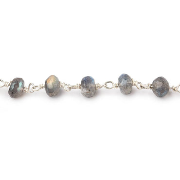 6mm Labradorite faceted rondelle beads on .925 Sterling Silver Chain (ONLINE ORDER ONLY)