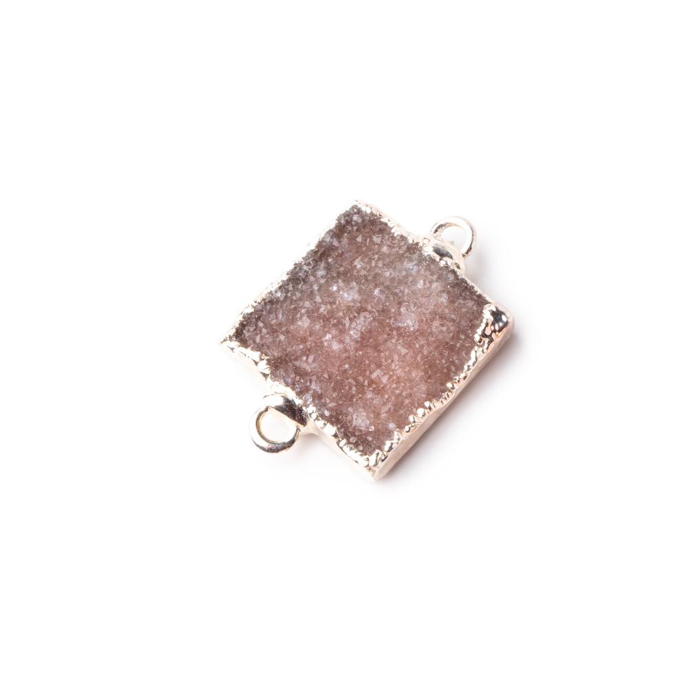 16.5x16.5mm Silver Leafed Square Drusy Focal Connector 1 piece (ONLINE ORDER ONLY)