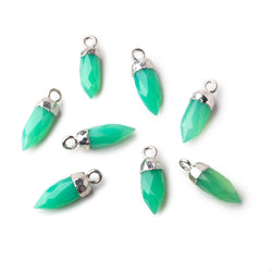 16x5mm Silver Leafed Mint Green Onyx Spike Pendant 1 piece (ONLINE ORDER ONLY)