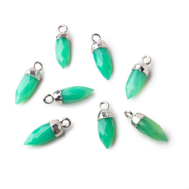 16x5mm Silver Leafed Mint Green Onyx Spike Pendant 1 piece (ONLINE ORDER ONLY)