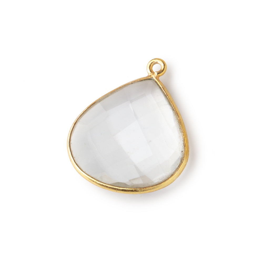 21x21mm Vermeil Bezeled Crystal Quartz faceted heart focal pendant 1 piece (ONLINE ORDER ONLY)