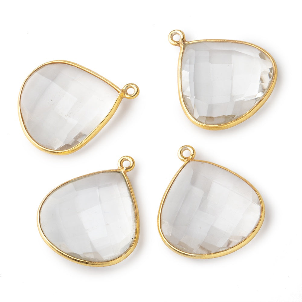 21x21mm Vermeil Bezeled Crystal Quartz faceted heart focal pendant 1 piece (ONLINE ORDER ONLY)