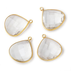 21x21mm Vermeil Bezeled Crystal Quartz faceted heart focal pendant 1 piece (ONLINE ORDER ONLY)