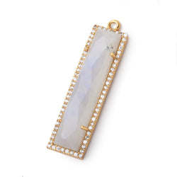 39x10.5mm Vermeil Bezel White CZ & Rainbow Moonstone Bar 1 Pendant (ONLINE ORDER ONLY)