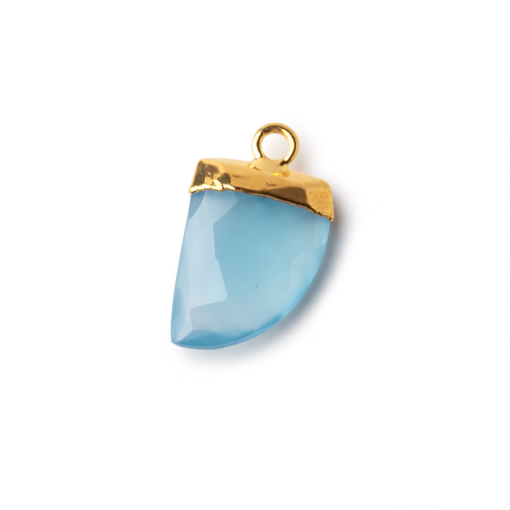 19x10mm Gold Leafed Santorini blue Chalcedony Horn Pendants 1 piece (ONLINE ORDER ONLY)