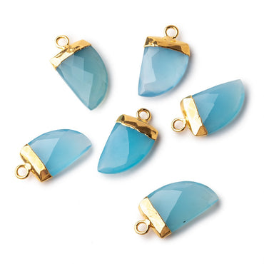 19x10mm Gold Leafed Santorini blue Chalcedony Horn Pendants 1 piece (ONLINE ORDER ONLY)