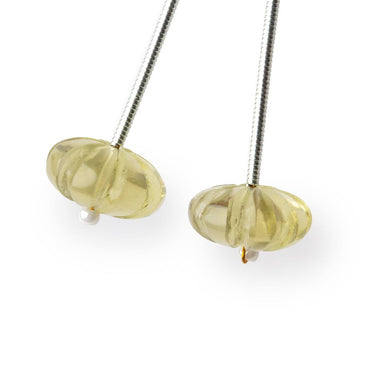 11.5-12mm Lemon Quartz Carved Melon Focals Set of 2 Beads (ONLINE ORDER ONLY)
