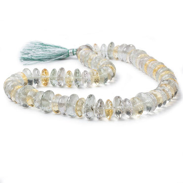 11.5-14.5mm Citrine & Prasiolite German Faceted Rondelle Beads 15 inch 75 pieces AA (ONLINE ORDER ONLY)