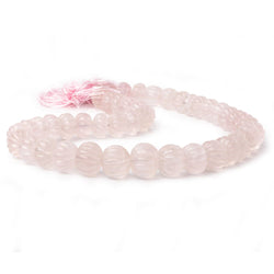 9-14mm Rose Quartz Carved Rondelle Melon Beads 16 inch 46 pieces AA (ONLINE ORDER ONLY)
