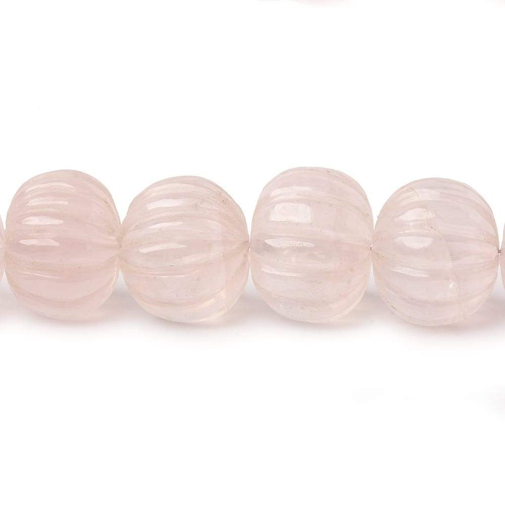 9-14mm Rose Quartz Carved Rondelle Melon Beads 16 inch 46 pieces AA (ONLINE ORDER ONLY)
