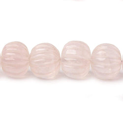 9-14mm Rose Quartz Carved Rondelle Melon Beads 16 inch 46 pieces AA (ONLINE ORDER ONLY)