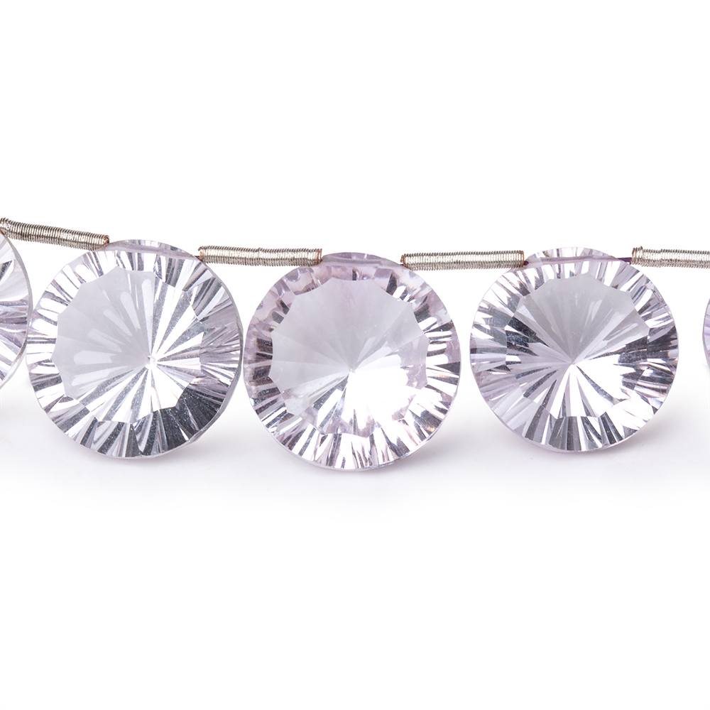 11.5-15mm Pink Amethyst Concave Faceted Coin Beads 5 inch 9 pieces AAA (ONLINE ORDER ONLY)