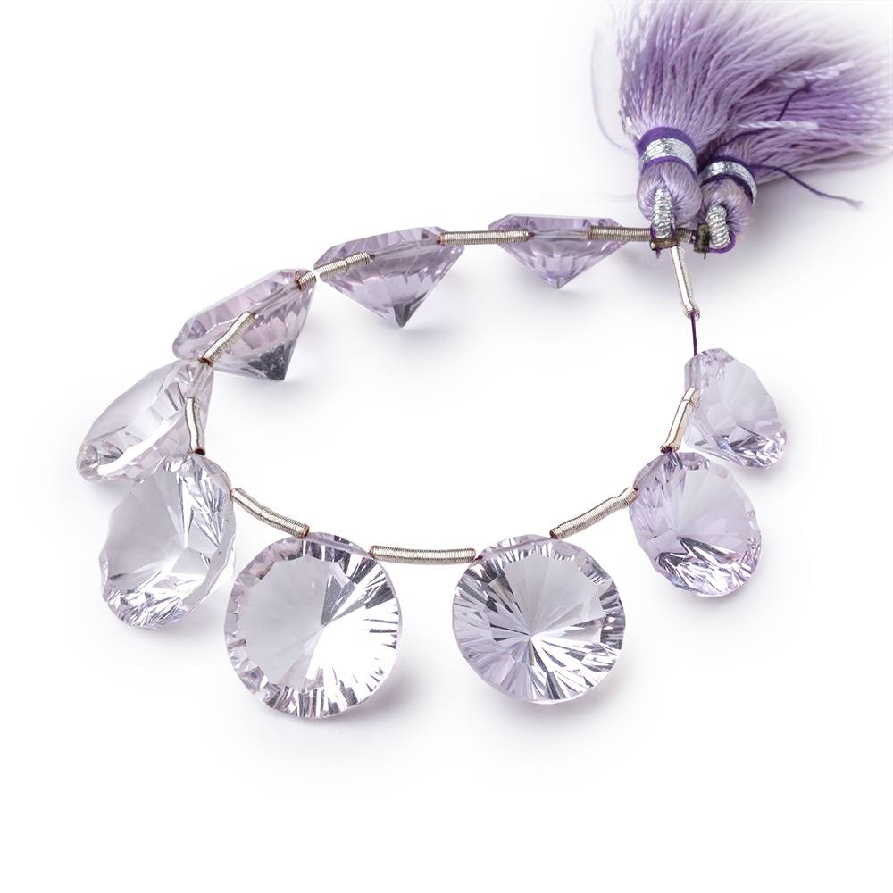 11.5-15mm Pink Amethyst Concave Faceted Coin Beads 5 inch 9 pieces AAA (ONLINE ORDER ONLY)