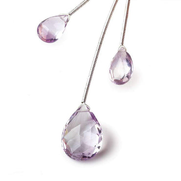 11.5-18mm Pink Amethyst Faceted Pear Focal Beads Set of 3 (ONLINE ORDER ONLY)