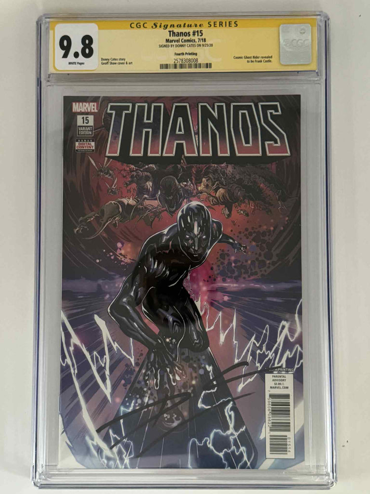 [Signed by Donny Cates] Thanos #15 CGC 9.8 Yellow Label Geoff Shaw Exclusive Var (ONLINE ORDER ONLY)