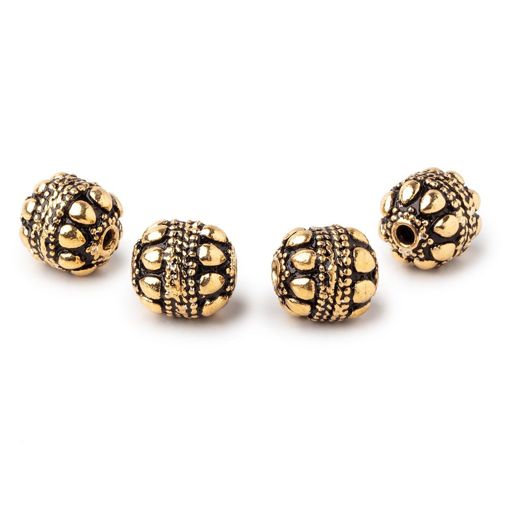11.5x10mm Antiqued 22kt Plated Copper Oval Set of 4 Beads (ONLINE ORDER ONLY)