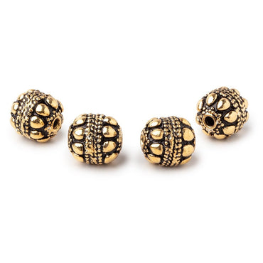 11.5x10mm Antiqued 22kt Plated Copper Oval Set of 4 Beads (ONLINE ORDER ONLY)