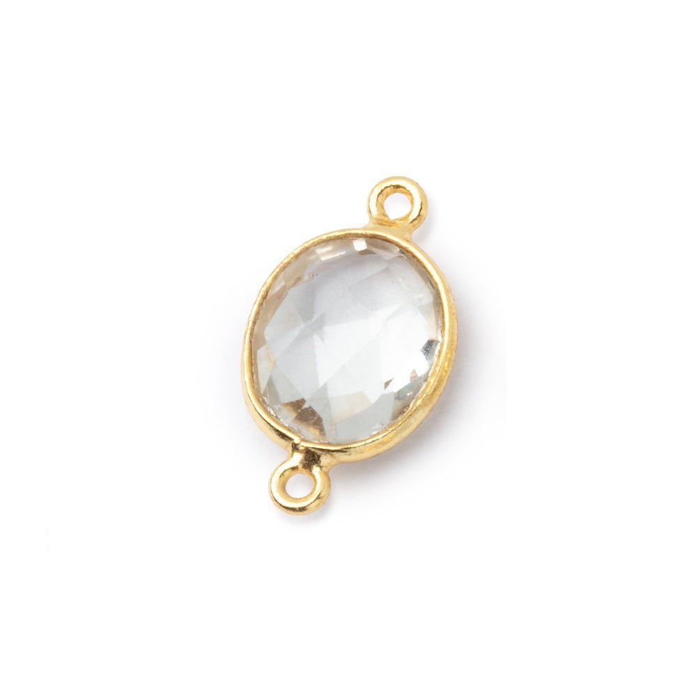 11.5x10mm Vermeil Bezel Prasiolite Faceted Oval Connector 1 piece (ONLINE ORDER ONLY)