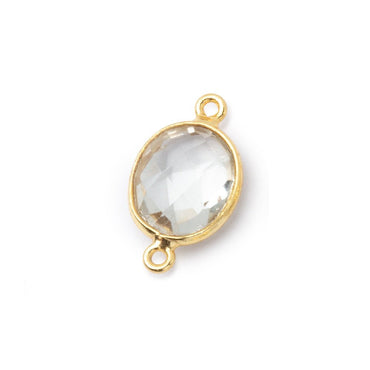 11.5x10mm Vermeil Bezel Prasiolite Faceted Oval Connector 1 piece (ONLINE ORDER ONLY)