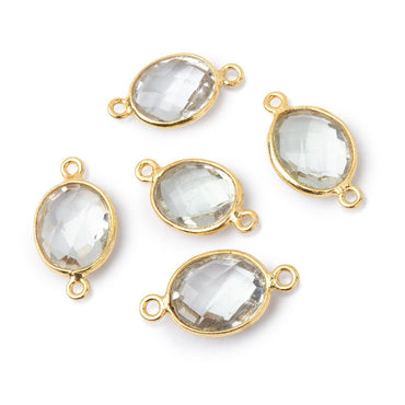 11.5x10mm Vermeil Bezel Prasiolite Faceted Oval Connector 1 piece (ONLINE ORDER ONLY)