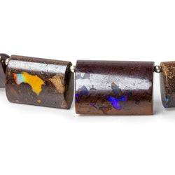 11.5x9-23.5x17mm Australian Boulder Opal plain oval tube beads 8.5 inch 12 pieces AA (ONLINE ORDER ONLY)