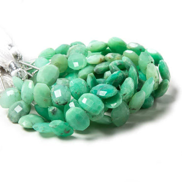 11.5x9.5-12.5x9.5mm Chrysoprase side drilled Faceted Cushions 6 inch 15 Beads (ONLINE ORDER ONLY)