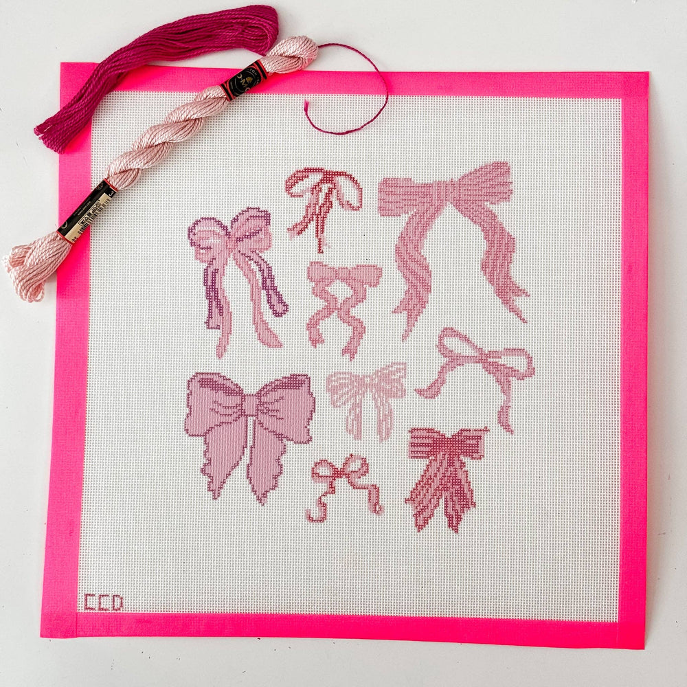 Cotswold Co Designs - Hand Painted Coquette Bow 8” Pillow Needlepoint Canvas (ONLINE ORDER ONLY)