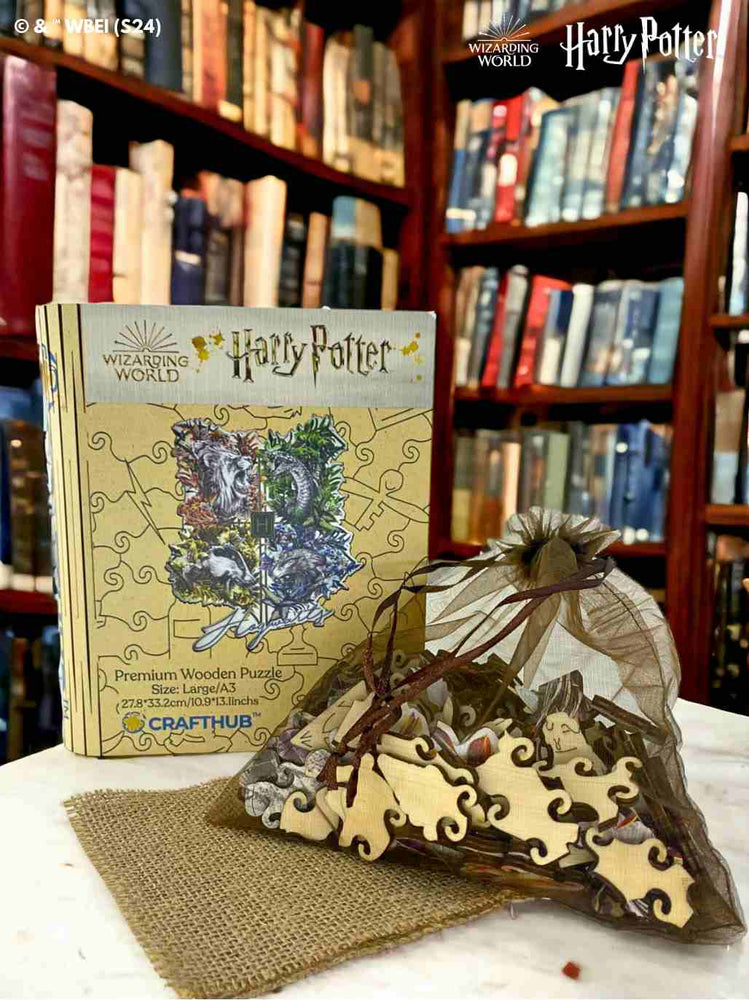 Harry Potter - Hogwarts Crests - Utilitarian Romance Wooden Jigsaw Puzzle (Online Order Only)