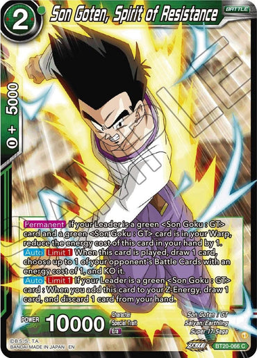 Son Goten, Spirit of Resistance (BT20-066) [Power Absorbed] (ONLINE ORDER ONLY)