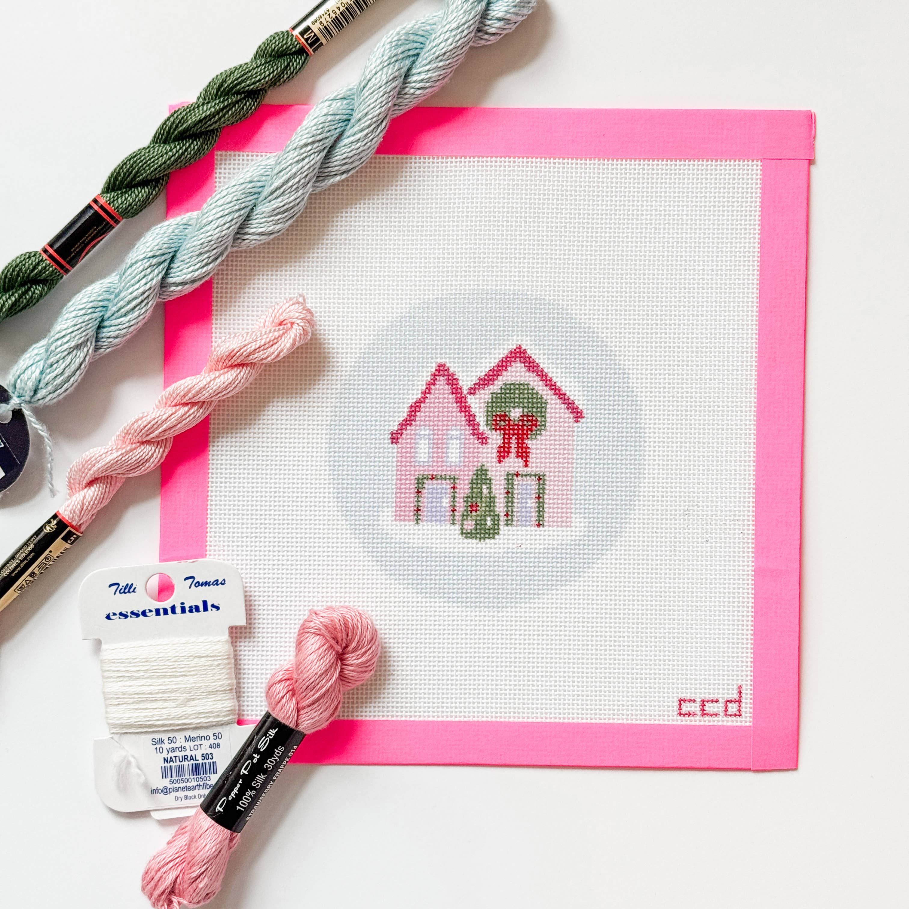 Cotswold Co Designs - Christmas Houses Ornament Needlepoint Canvas 18 Mesh 4” (ONLINE ORDER ONLY)