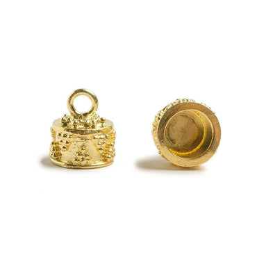 11mm 22kt Gold plated Barrel Bead Cap Miligrain Triangle Design Set of 2 (ONLINE ORDER ONLY)