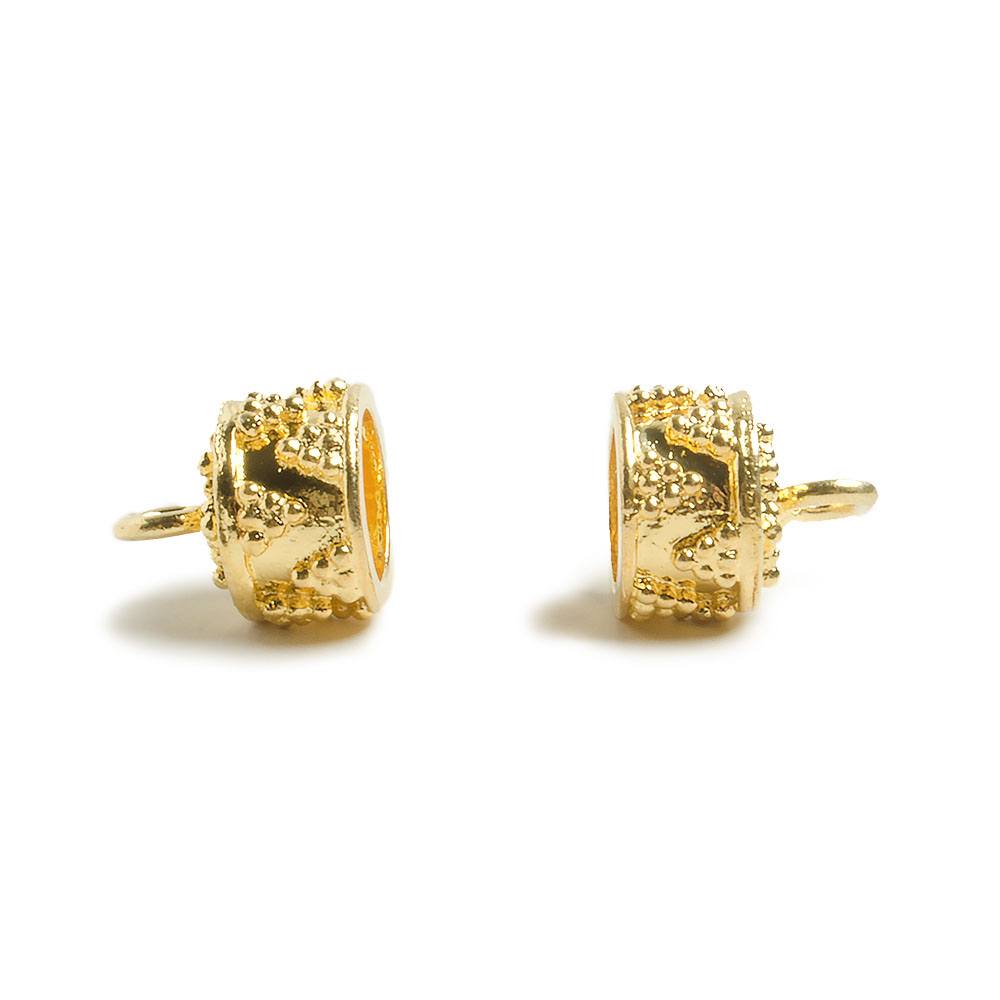 11mm 22kt Gold plated Barrel Bead Cap Miligrain Triangle Design Set of 2 (ONLINE ORDER ONLY)