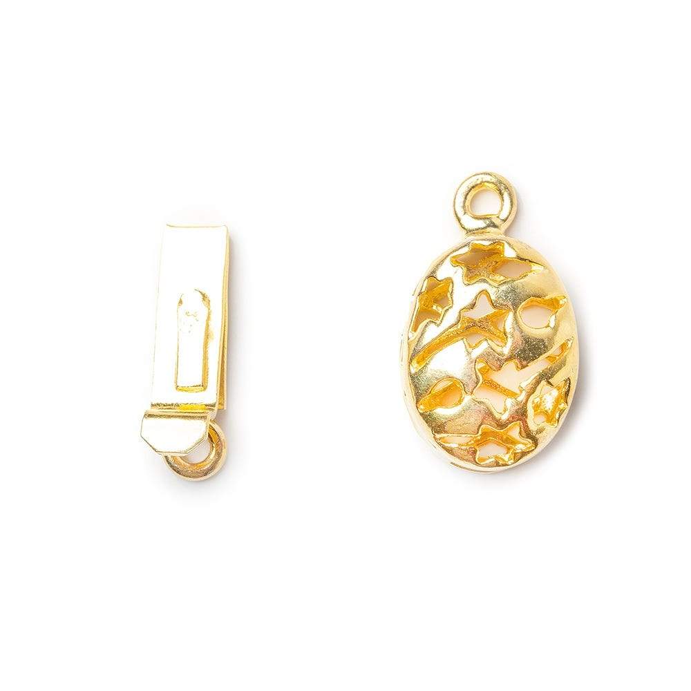 11mm 22kt Gold plated Box Clasp Oval Shooting Star Design 1 piece (ONLINE ORDER ONLY)