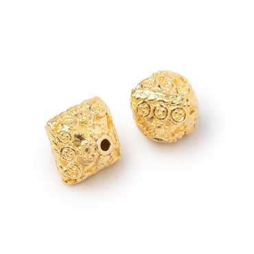 11mm 22kt Gold Plated Copper Bali Design Bipyramid Set of 2 Beads (ONLINE ORDER ONLY)