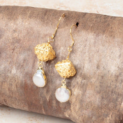 11mm 22kt Gold Plated Copper Bali Design Bipyramid Set of 2 Beads (ONLINE ORDER ONLY)